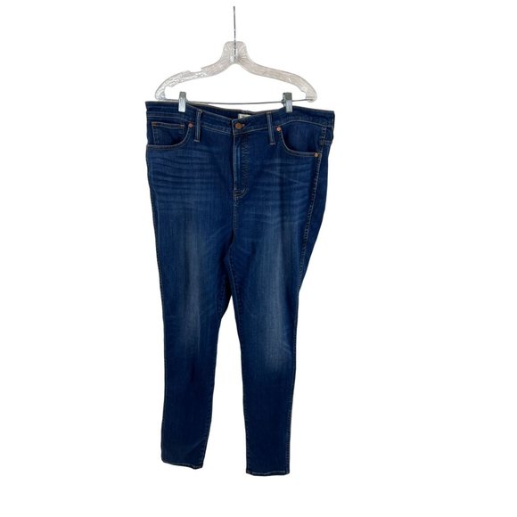 Madewell 10'' High Rise Skinny Denim Jeans High Rise Blue Dark Wash Size 35T - Picture 2 of 12
